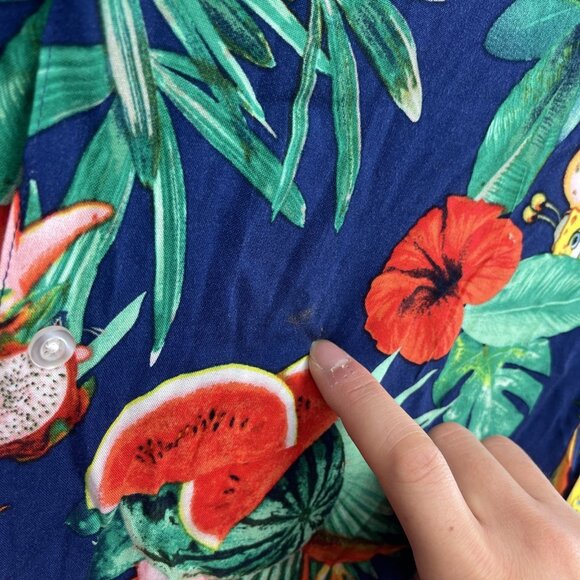 Spongebob SquarePants Hawaiian Fruits Funky Floral AOP Shirt MenSz M Button Up - Picture 9 of 9